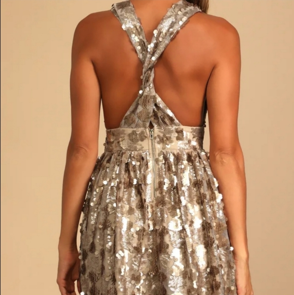 Lulu's Gold Got That Glam Sequined Dress - Picture 4 of 16